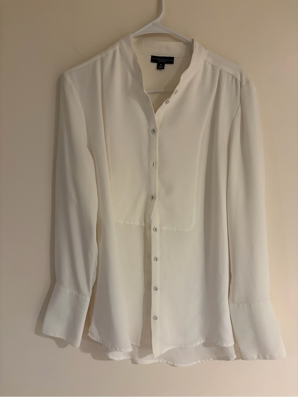 Victoria Beckham for Target White Button-Front Long-Sleeve Blouse